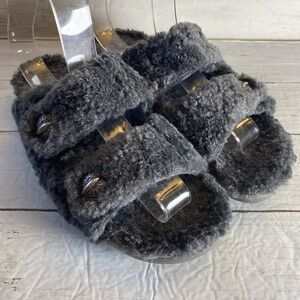 Alegria Slippers Womens 40 Gray Chillery Comfort House Shoes Fluffy Slides Strap